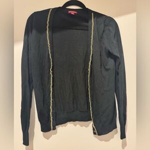 Merona Black Cardigan with Gold Detailing